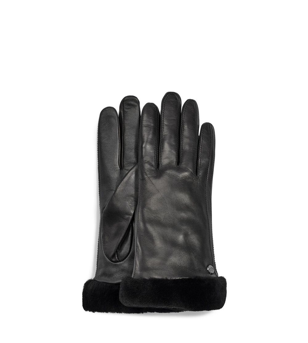 Ugg Glove Womens - Ugg Classic Leather Y Tech Black - 198JTFRAK